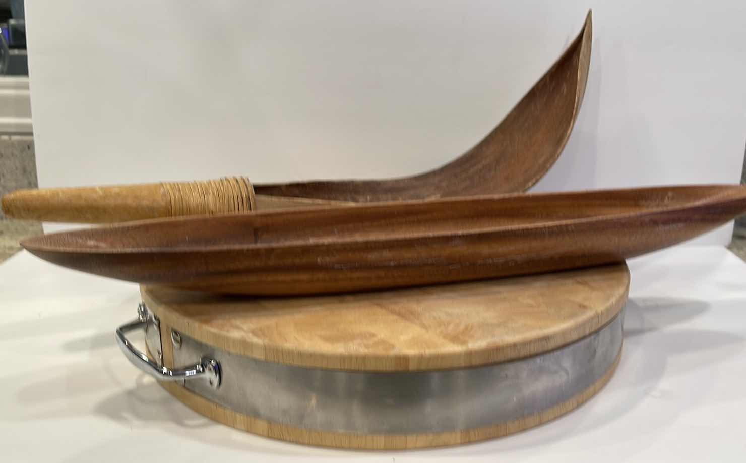 Photo 1 of CHARCUTERIE BOARD & POTTERY SIGNED PITCHER