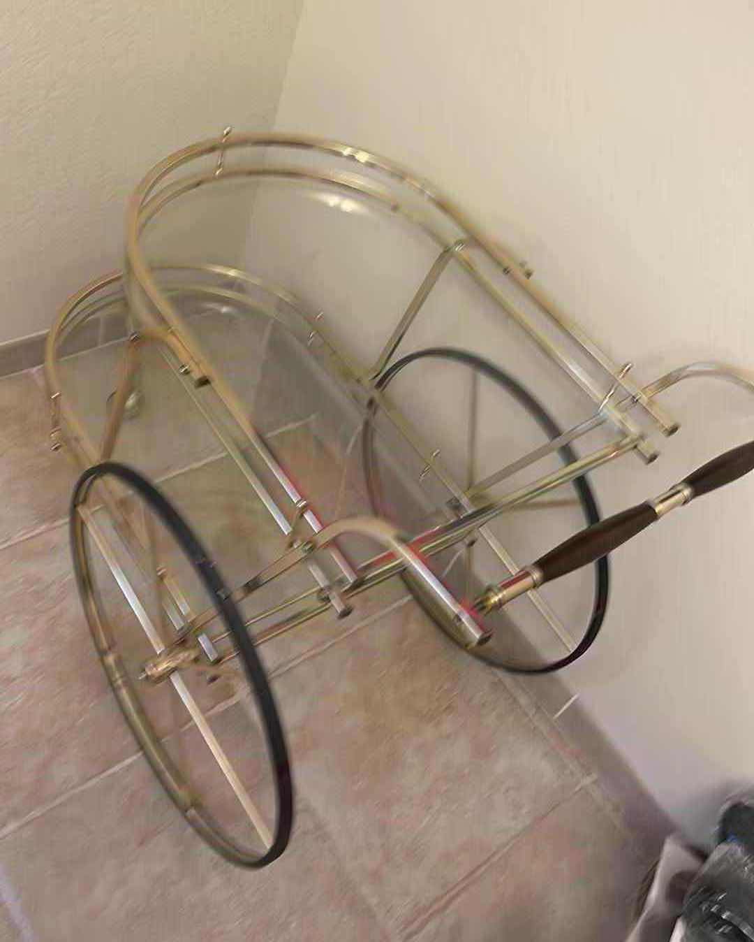 Photo 1 of Hollywood Regency Italian Two-Tier Brass Bar Cart or Tea Trolley