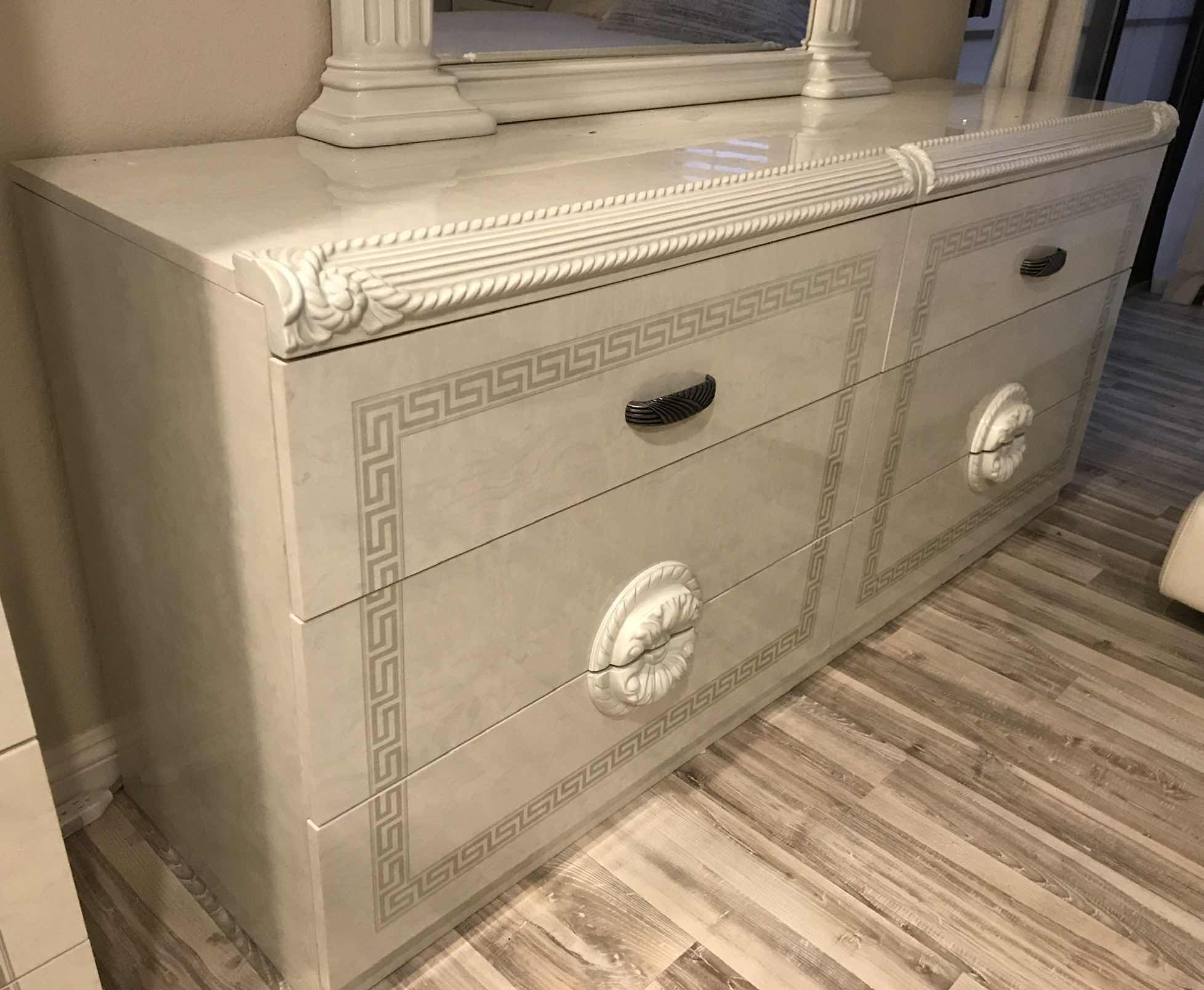 Photo 1 of ITALIAN ORNATE 6 DRAWER DRESSER WITH MIRROR 72”x20”x32” - MORE OF THIS COLLECTION IN AUCTION