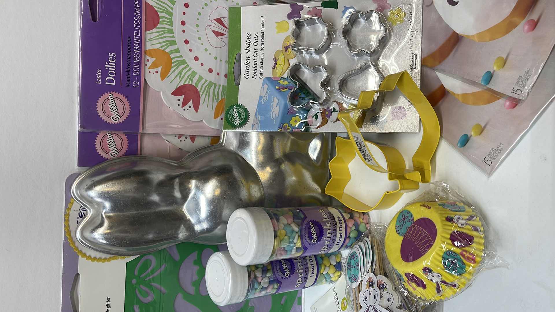 Photo 1 of NIB WILTON EASTER BAKING COLLECTION, BUNNY PAN , COOKIE CUTTERS , SPRINKLES AND MORE - RETAIL PRICE $50.00