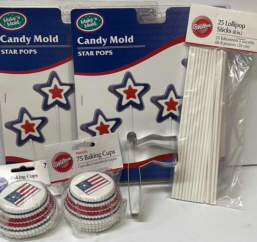 Photo 1 of NIB WILTON AMERICAN HOLIDAY PARTY COLLECTION & MAKE’N MOLD STAR POPS CANDY MOLDS - RETAIL PRICE $50.00