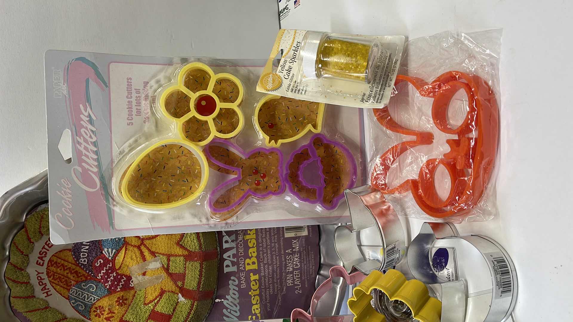 Photo 1 of NOS WILTON VINTAGE EASTER CAKE PAN & COOKIE CUTTERS, TREAT BAGS , SPRINKLES AND MORE - TOTAL RETAIL PRICE $