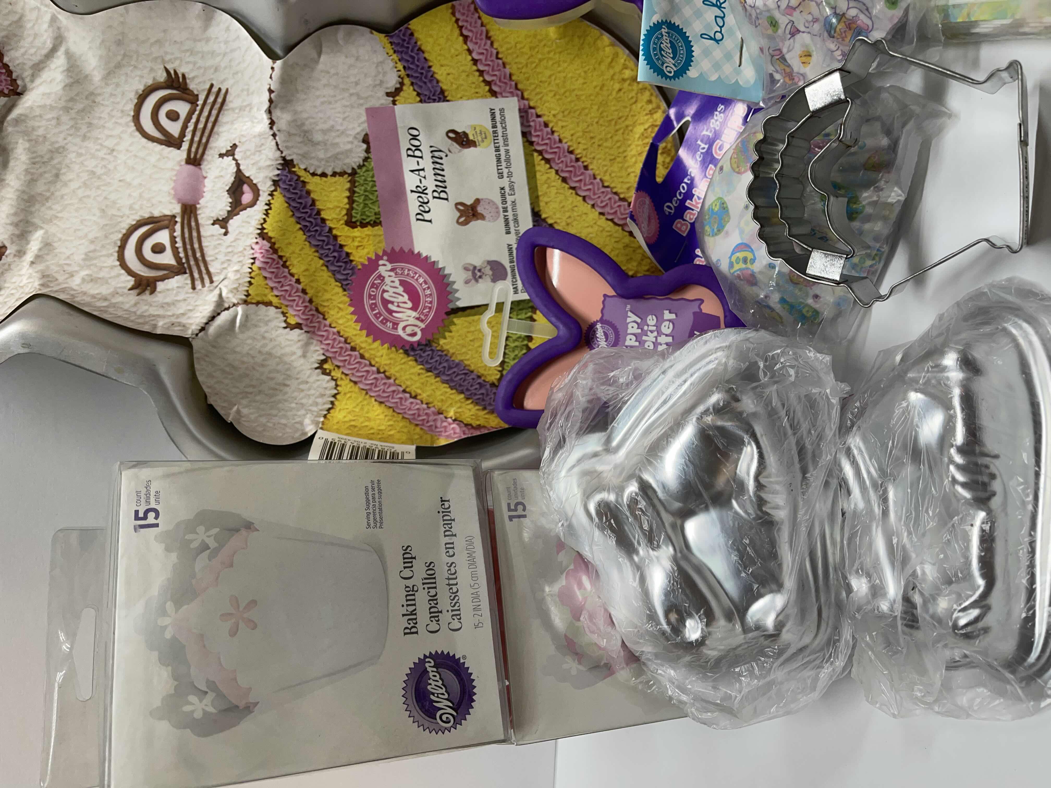 Photo 1 of NOS WILTON EASTER CAKE PAN , COOKIE CUTTERS, CUPCAKE LINERS & MUCH MORE - TOTAL RETAIL PRICE $52.00