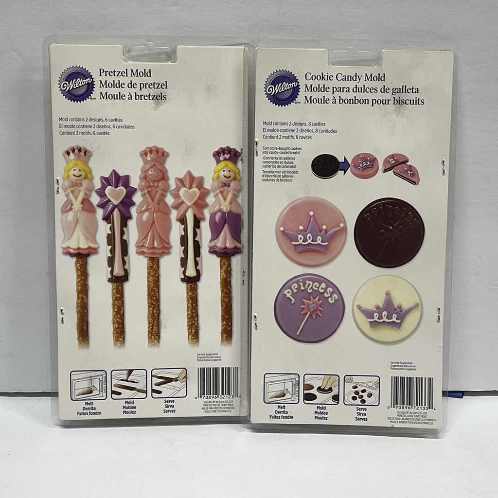 Photo 1 of NEW WILTON PRINCESS LOLLIPOP / COOKIE / CANDY PICKS AND PRETZEL MOLDS - TOTAL RETAIL PRICE $ 42.00