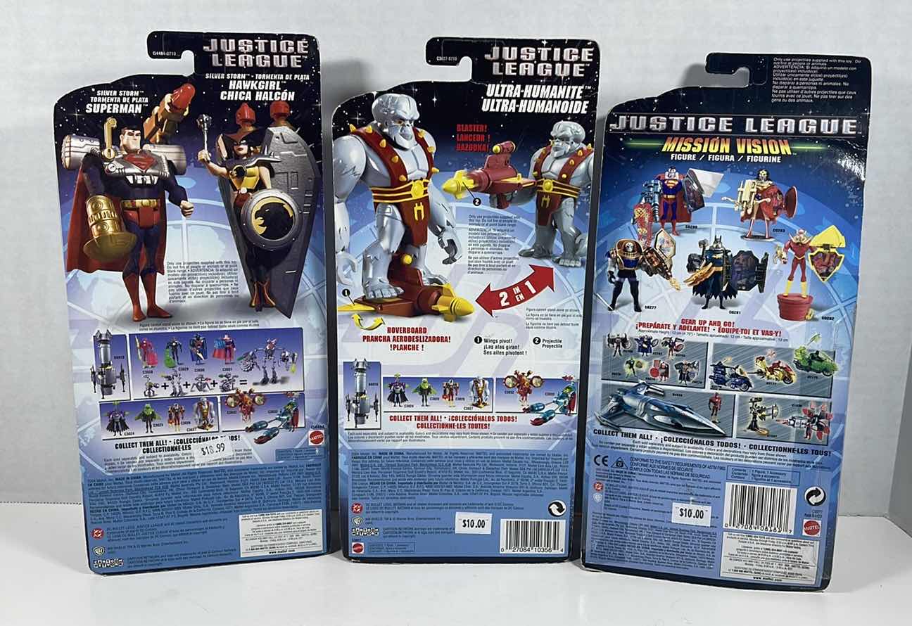 Photo 1 of NIB MATTEL DC JUSTICE LEAGUE DARKSEID, MORPH-GEAR & SILVER STORM SUPERMAN ACTION FIGURE & ACCESSORIES 3-PACK 