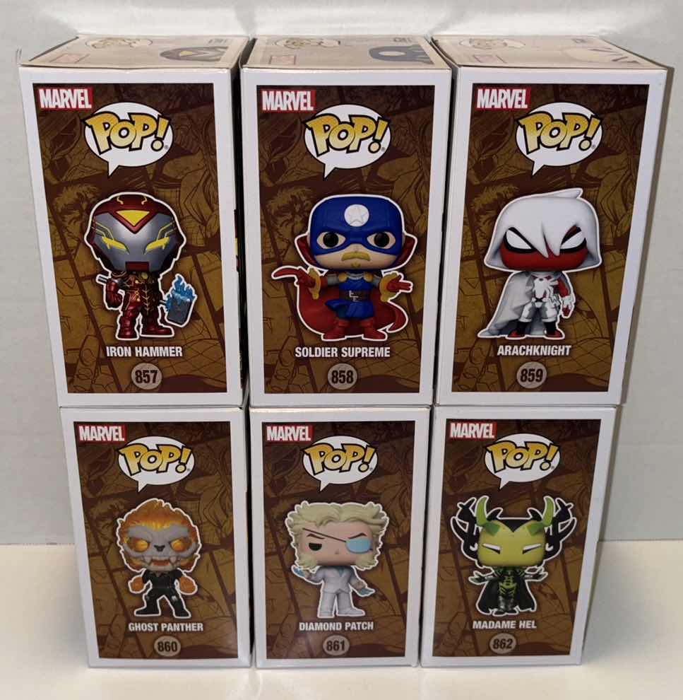 Photo 1 of NEW FUNKO POP! MARVEL INFINITY WARPS BOBBLE-HEAD VINYL FIGURES 6-PACK, #’S 857, 858, 859, 860, 861 & 862