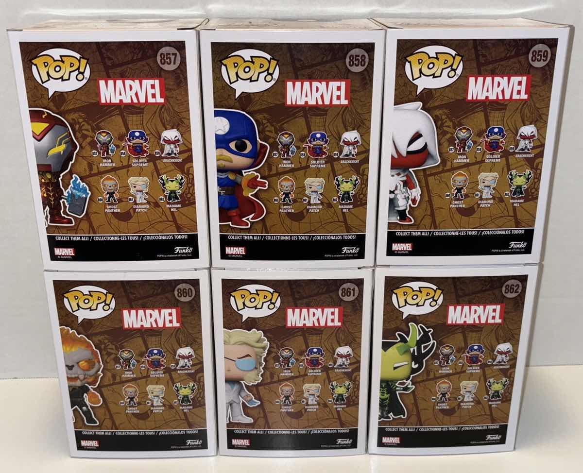 Photo 1 of NEW FUNKO POP! MARVEL INFINITY WARPS BOBBLE-HEAD VINYL FIGURES 6-PACK, #’S 857, 858, 859, 860, 861 & 862