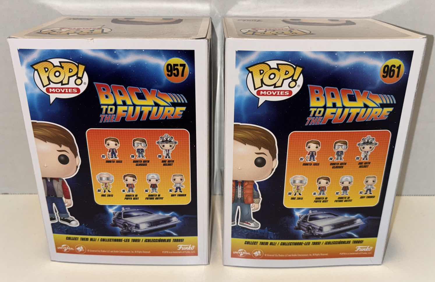 Photo 1 of NEW FUNKO POP! MOVIES VINYL FIGURE, 2-PACK BACK TO THE FUTURE #957 MARTY 1955 & #961 MARTY IN PUFFY VEST