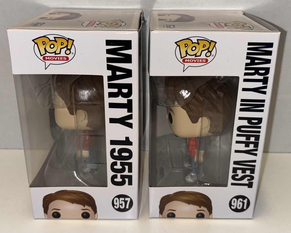 Photo 1 of NEW FUNKO POP! MOVIES VINYL FIGURE, 2-PACK BACK TO THE FUTURE #957 MARTY 1955 & #961 MARTY IN PUFFY VEST