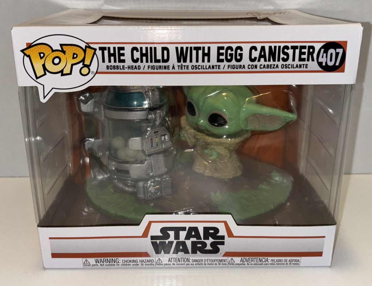 Photo 1 of NEW FUNKO POP! STAR WARS VINYL BOBBLE-HEAD FIGURE, #407 THE CHILD WITH EGG CANISTER