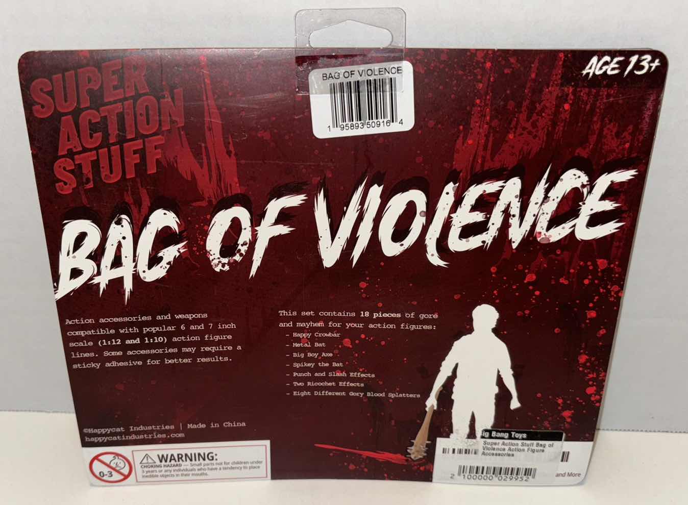 Photo 1 of NEW HAPPYCAT INDUSTRIES SUPER ACTION STUFF 18 PC “BAG OF VIOLENCE” ACTION FIGURE ACCESSORIES 3-PACK