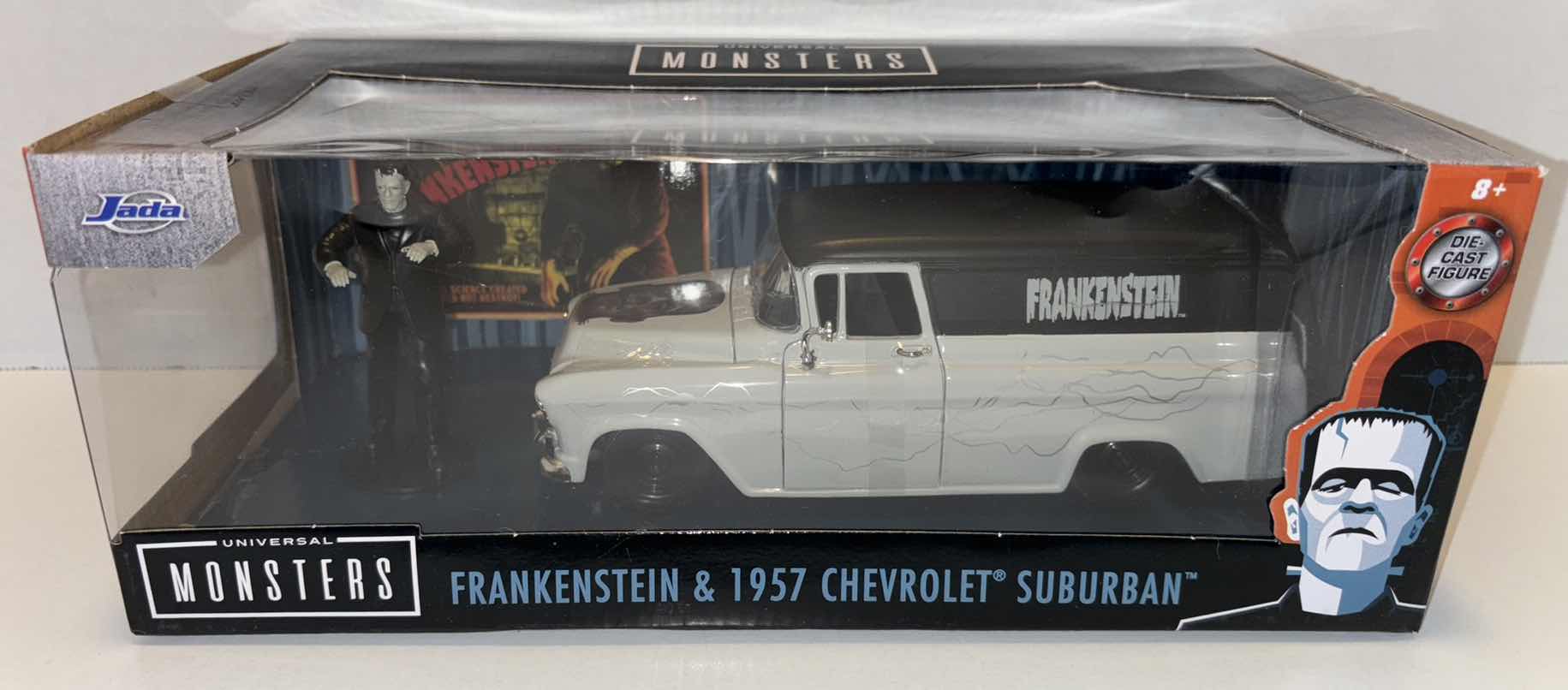 Photo 1 of NEW JADA TOYS HOLLYWOOD RIDES UNIVERSAL MONSTERS DIE-CAST VEHICLE & FIGURE, “FRANKENSTEIN & 1957 CHEVROLET SUBURBAN”