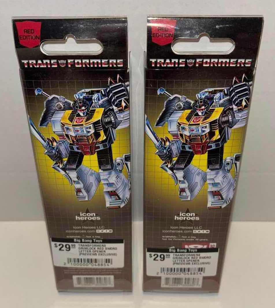 Photo 1 of NEW ICON HEROES TRANSFORMERS DINOBOT COMMANDER GRIMLOCK LETTER OPENER (RED EDITION) 2-PACK