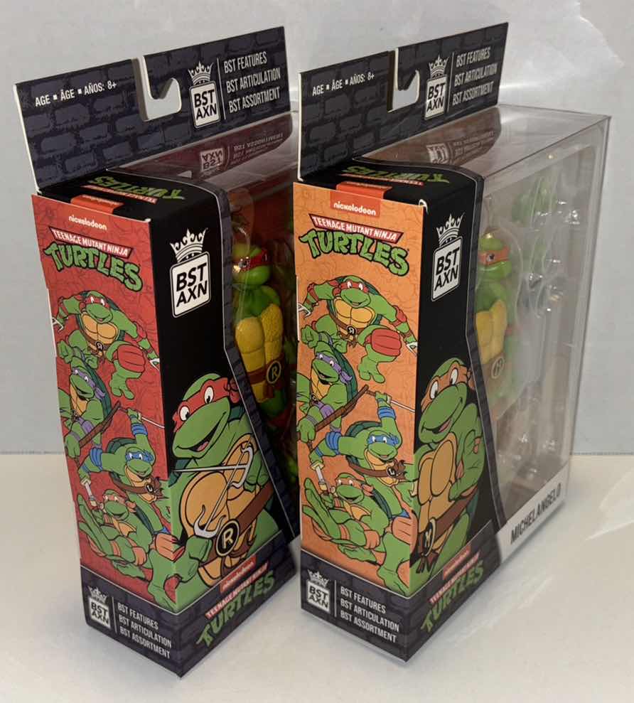 Photo 1 of NEW LOYAL SUBJECTS BST AXN TEENAGE MUTANT NINJA TURTLES ACTION FIGURE & ACCESSORIES 2-PACK, “RAPHAEL” & “MICHELANGELO”