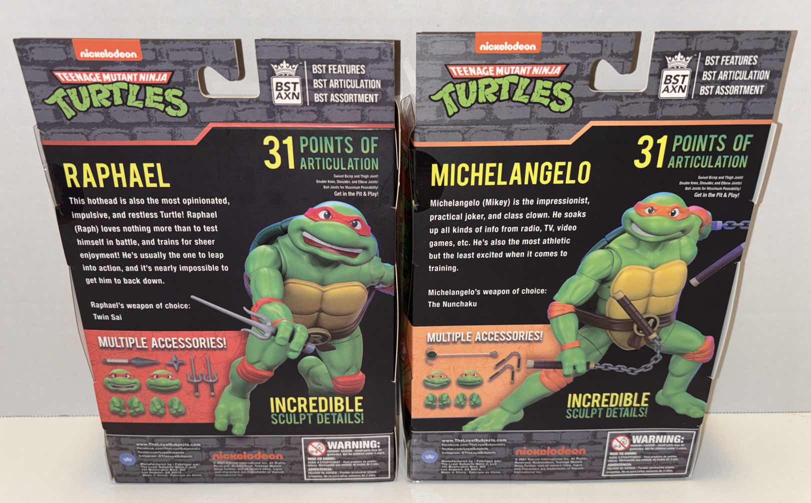 Photo 1 of NEW LOYAL SUBJECTS BST AXN TEENAGE MUTANT NINJA TURTLES ACTION FIGURE & ACCESSORIES 2-PACK, “RAPHAEL” & “MICHELANGELO”