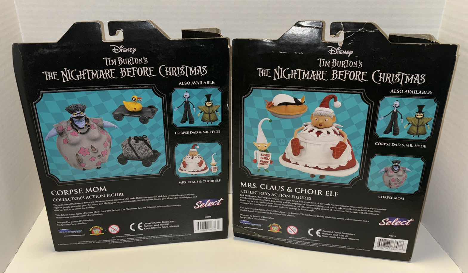 Photo 1 of NEW DIAMOND SELECT TOYS NIGHTMARE BEFORE CHRISTMAS SERIES 10 COLLECTOR’S ACTION FIGURE & ACCESSORIES, “CORPSE MOM” & “MRS CLAUS & CHOIR ELF”