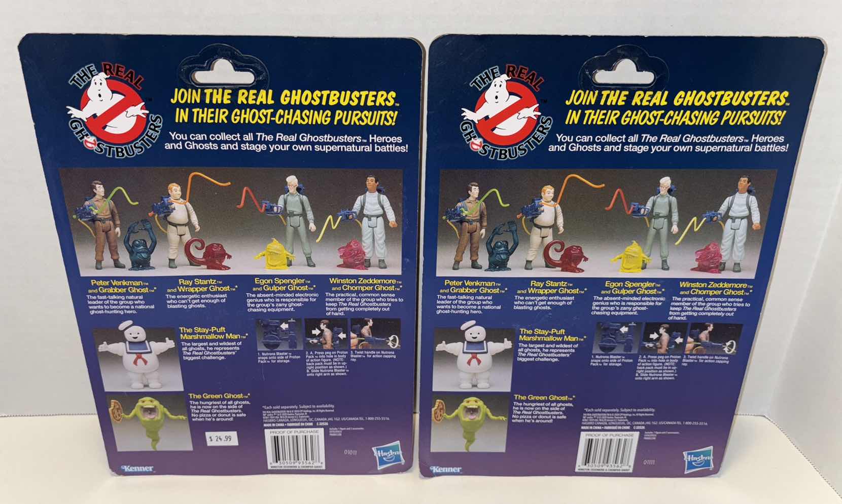 Photo 1 of NEW HASBRO KENNER THE REAL GHOSTBUSTERS ACTION FIGURE & ACCESSORIES 3-PACK, “PETER VENKMAN & GRABBER GHOST”, “WINSTON ZEDDEMORE & CHOMPER GHOST” x 2