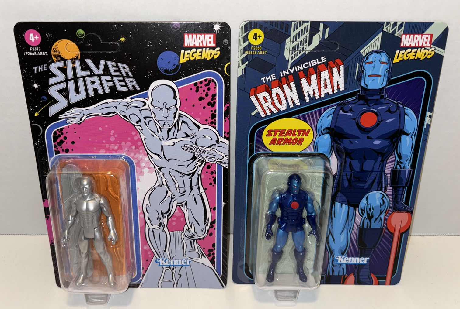 Photo 1 of NEW HASBRO KENNER MARVEL LEGENDS RETRO COLLECTION 3.75” ACTION FIGURES 4-PACK, THE INVINCIBLE IRON MAN “STEALTH ARMOR” & “THE SILVER SURFER”
