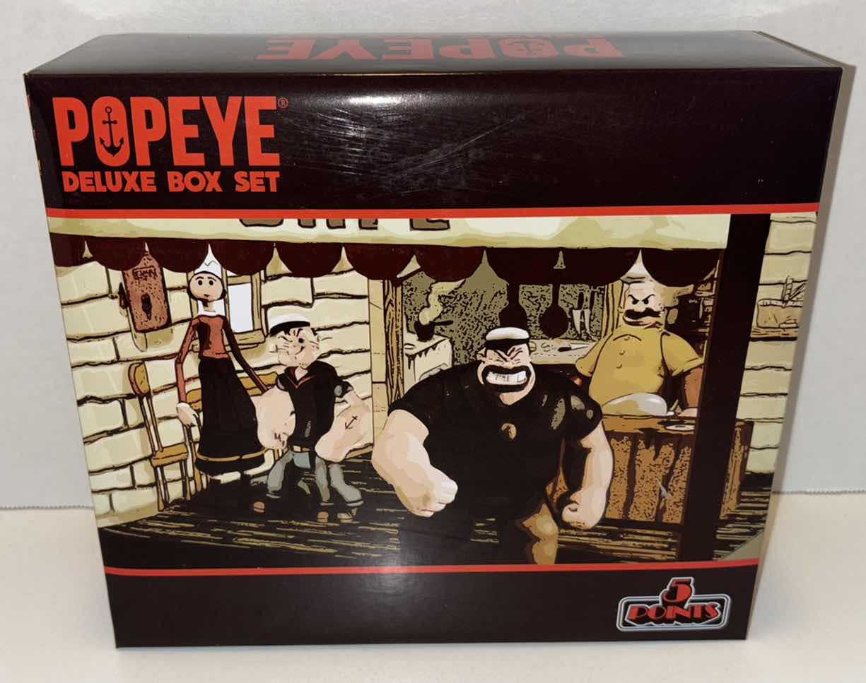 Photo 1 of NEW MEZCO TOYZ 5 POINTS POPEYE DELUXE ACTION FIGURES & ACCESSORIES BOX SET (3-PACK)