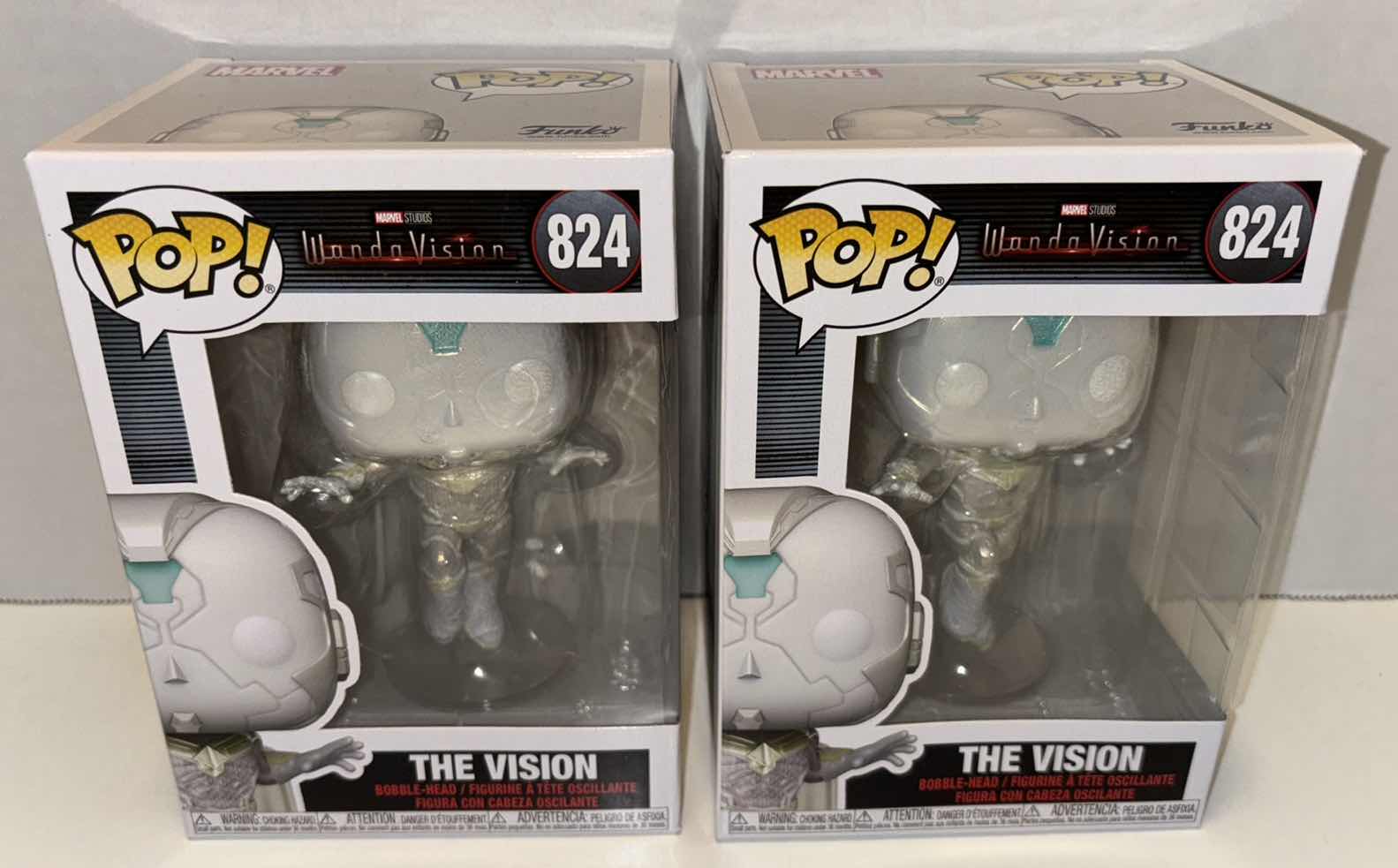 Photo 1 of NEW FUNKO POP! MARVEL STUDIOS BOBBLE-HEAD VINYL FIGURE (2-PACK), WANDA VISION #824 THE VISION