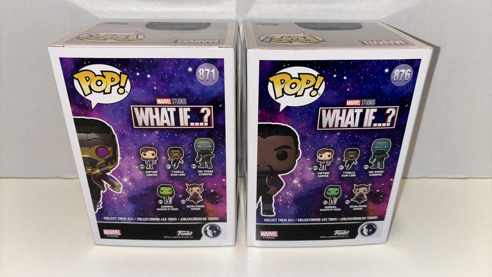 Photo 1 of NEW FUNKO POP! MARVEL STUDIOS BOBBLE-HEAD VINYL FIGURE (2-PACK), WHAT IF…? #871 T’CHALLA STAR-LORD & #876 T’CHALLA STAR-LORD