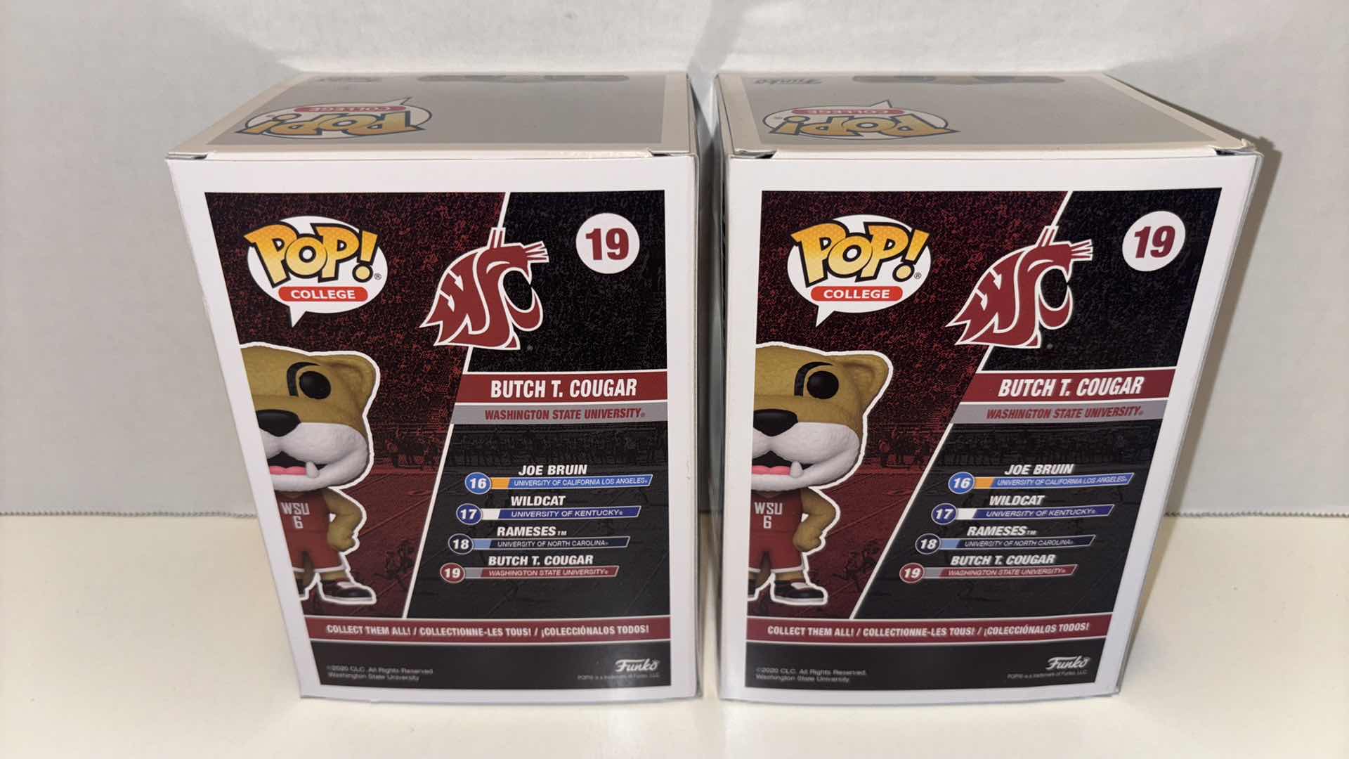 Photo 1 of NEW FUNKO POP! COLLEGE VINYL FIGURE (2-PACK), WASHINGTON STATE UNIVERSITY #19 BUTCH T. COUGAR