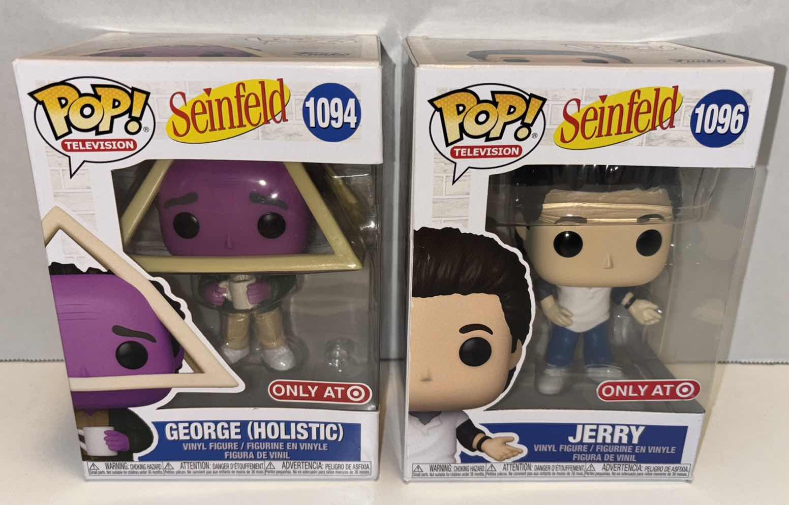 Photo 1 of NEW FUNKO POP! TELEVISION VINYL FIGURE 2-PACK, TARGET EXCLUSIVES SEINFELD #1094 GEORGE (HOLISTIC) & #1096 JERRY