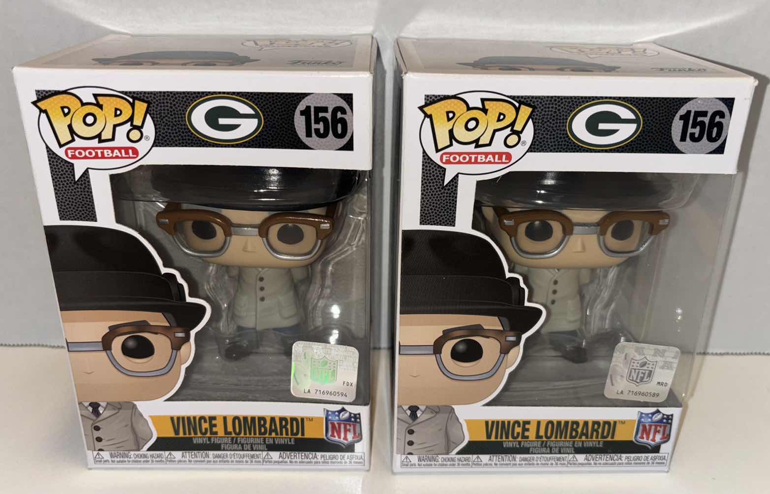 Photo 1 of NEW FUNKO POP! NFL FOOTBALL VINYL FIGURE 2-PACK, GREENBAY PACKERS #156 VINCE LOMBARDI