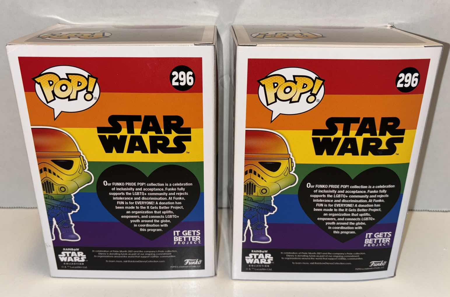 Photo 1 of NEW FUNKO POP! STAR WARS PRIDE BOBBLE-HEAD VINYL FIGURE 2-PACK, #296 STORMTROOPER