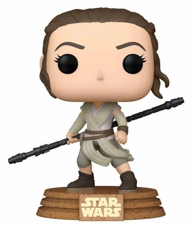 Photo 1 of NEW FUNKO POP! STAR WARS BOBBLE-HEAD VINYL FIGURE 2-PACK, #432 REY (YELLOW LIGHTSABER) & #451 REY (JAKKU)