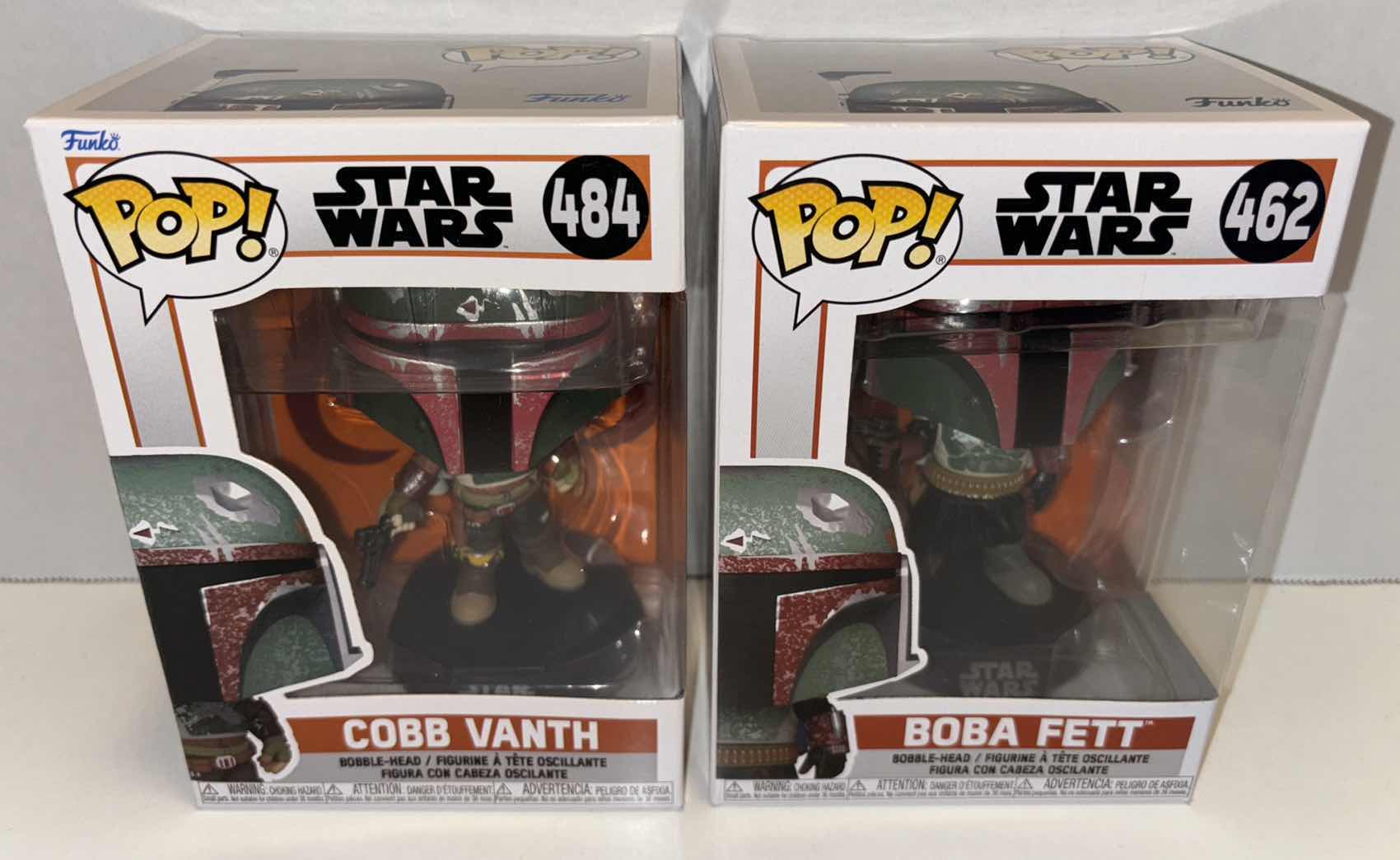 Photo 1 of NEW FUNKO POP! STAR WARS BOBBLE-HEAD VINYL FIGURE 2-PACK, #484 COBB VANTH & #462 BOBA FETT