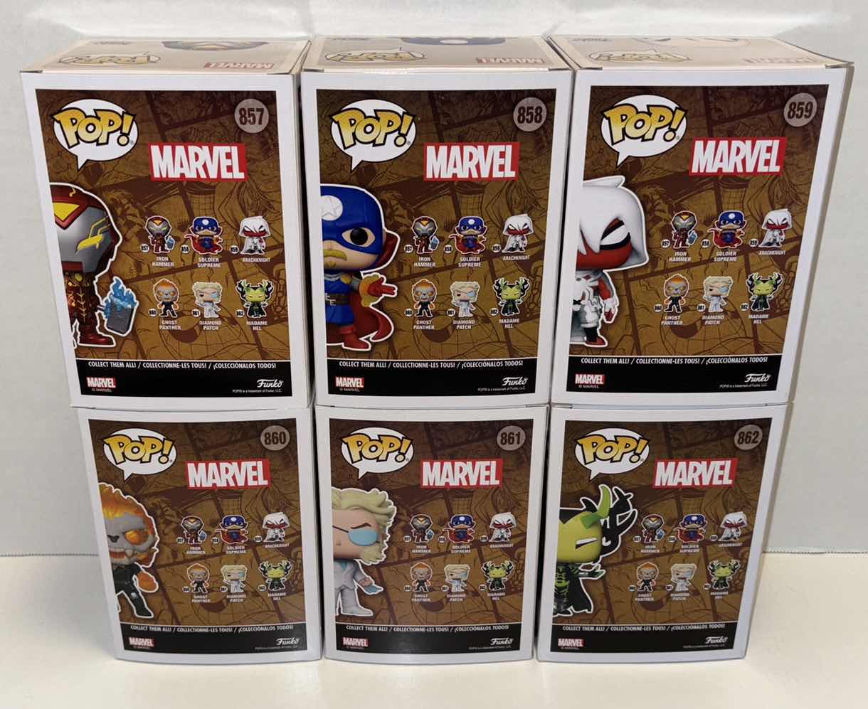 Photo 1 of NEW FUNKO POP! MARVEL INFINITY WARPS BOBBLE-HEAD VINYL 6-PACK, #’S 857, 858, 859, 860, 861, 862