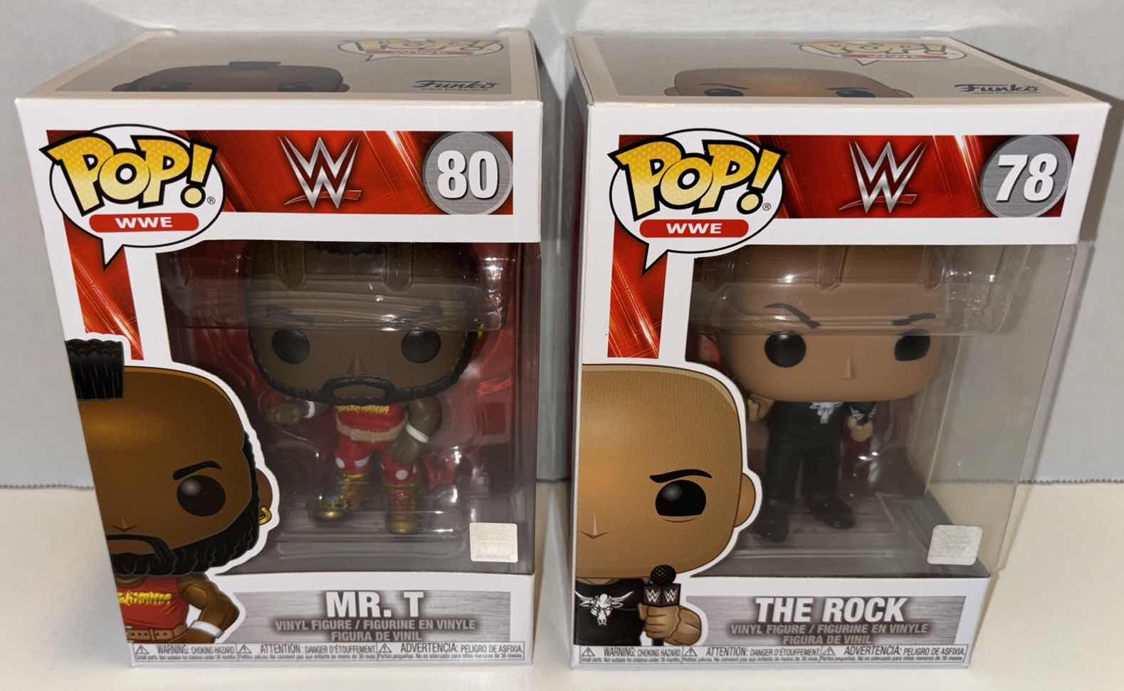 Photo 1 of NEW FUNKO POP! WWE VINYL FIGURE MIXED 6-PACK, #78 THE ROCK (3) & #80 MR.T (3)
