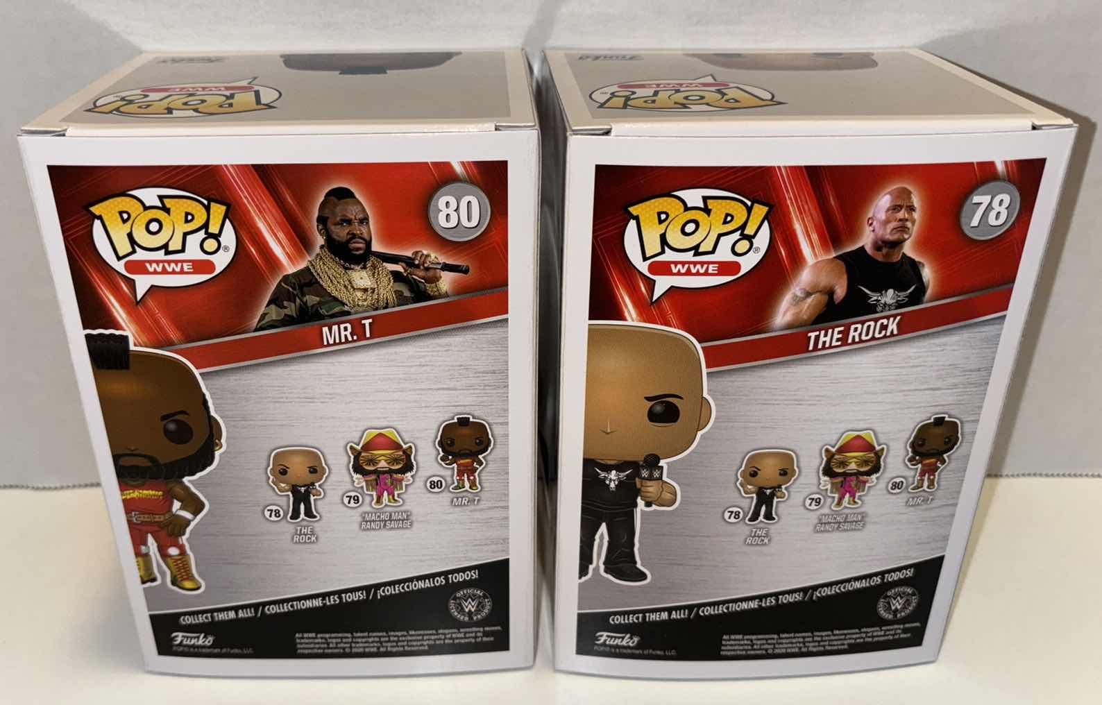 Photo 1 of NEW FUNKO POP! WWE VINYL FIGURE MIXED 6-PACK, #78 THE ROCK (3) & #80 MR.T (3)