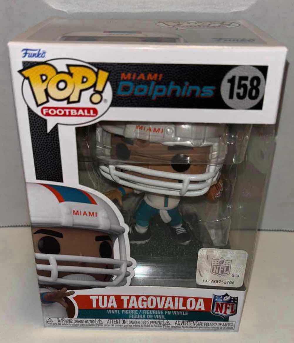 Photo 1 of NEW FUNKO POP! NFL FOOTBALL VINYL FIGURE 6-PACK, MIAMI DOLPHINS #158 TUA TAGOVAILOA