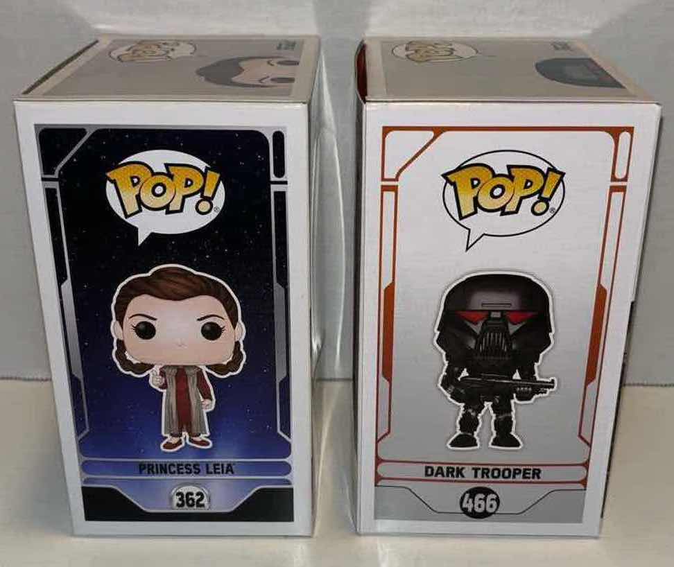 Photo 1 of NEW FUNKO POP! STAR WARS BOBBLE-HEAD VINYL FIGURE MIXED 6-PACK, 40TH ANNIVERSARY THE EMPIRE STRIKES BACK #362 PRINCESS LEIA (3) & #466 DARK TROOPER (3)