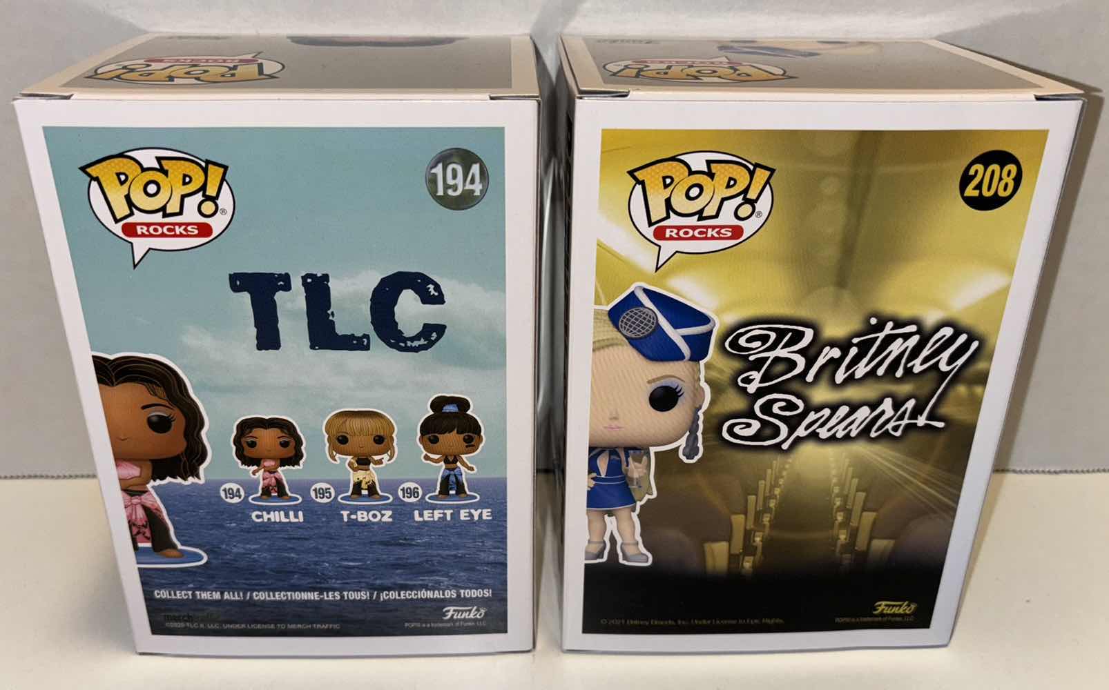 Photo 1 of NEW FUNKO POP! ROCKS VINYL FIGURE MIXED 6-PACK, TLC #194 CHILLI (3) & #208 BRITNEY SPEARS (3)