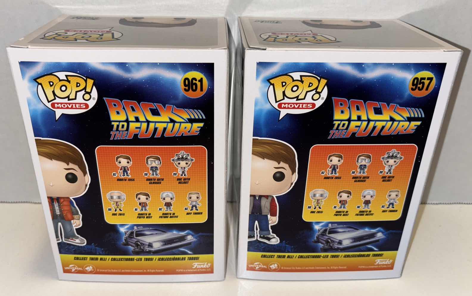 Photo 1 of NEW FUNKO POP! MOVIES VINYL FIGURE MIXED 6-PACK, BACK TO THE FUTURE #961 MARTY IN PUFFY VEST (3) & #957 MARTY 1955 (3)