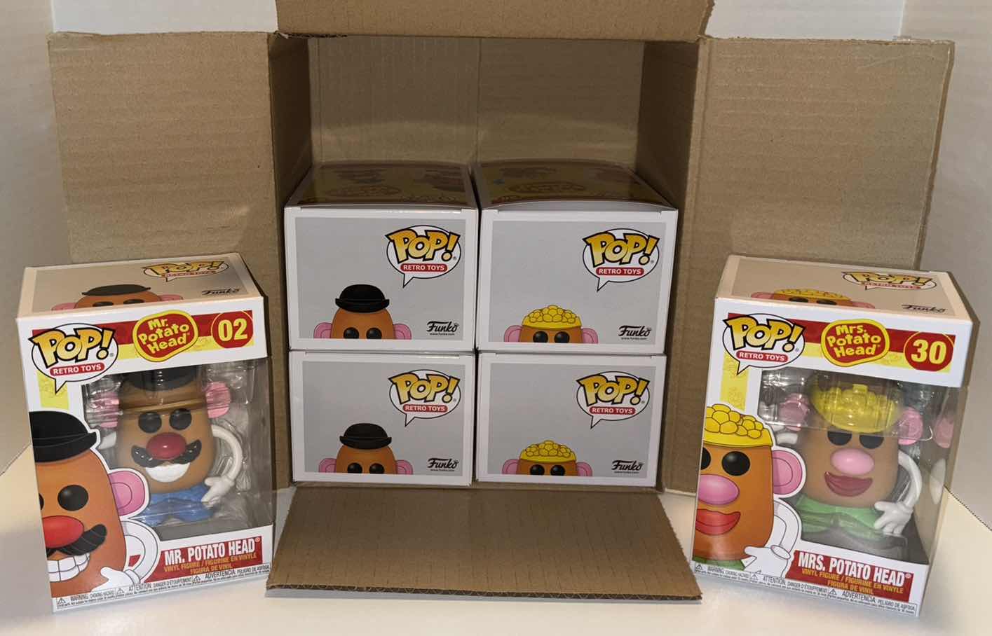 Photo 1 of NEW FUNKO POP! RETRO TOYS VINYL FIGURE MIXED 6-PACK, #02 MR. POTATO HEAD (3) & #30 MRS. POTATO HEAD (3)