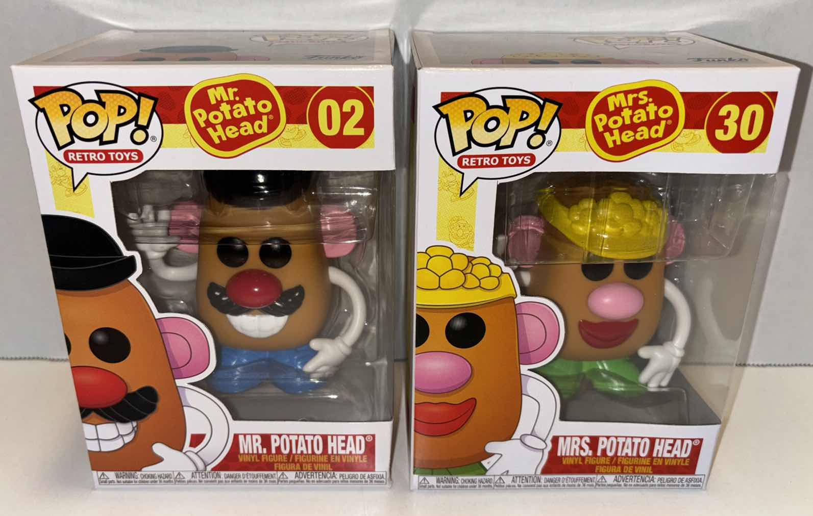 Photo 1 of NEW FUNKO POP! RETRO TOYS VINYL FIGURE MIXED 6-PACK, #02 MR. POTATO HEAD (3) & #30 MRS. POTATO HEAD (3)