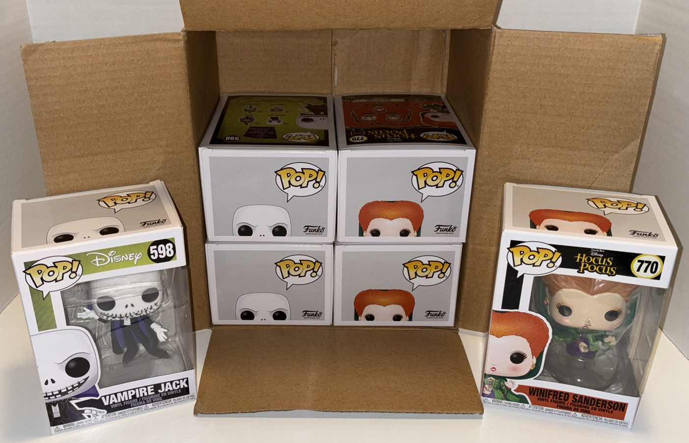 Photo 1 of NEW FUNKO POP! DISNEY VINYL FIGURE MIXED 6-PACK, NIGHTMARE BEFORE CHRISTMAS #598 VAMPIRE JACK (3) & HOCUS POCUS #770 WINIFRED SANDERSON FLYING (3)
