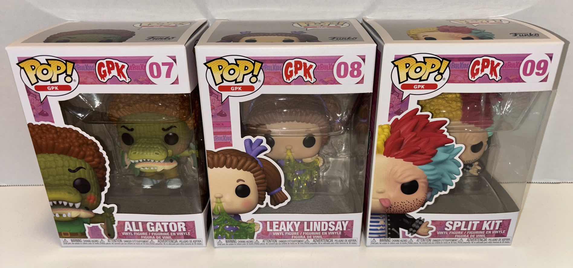 Photo 1 of NEW FUNKO POP! GARBAGE PAIL KIDS VINYL FIGURE MICED 6-PACK, #07 ALI GATOR (2), #08 LEAKY LINDSAY (2) & #09 SPLIT KIT (2)