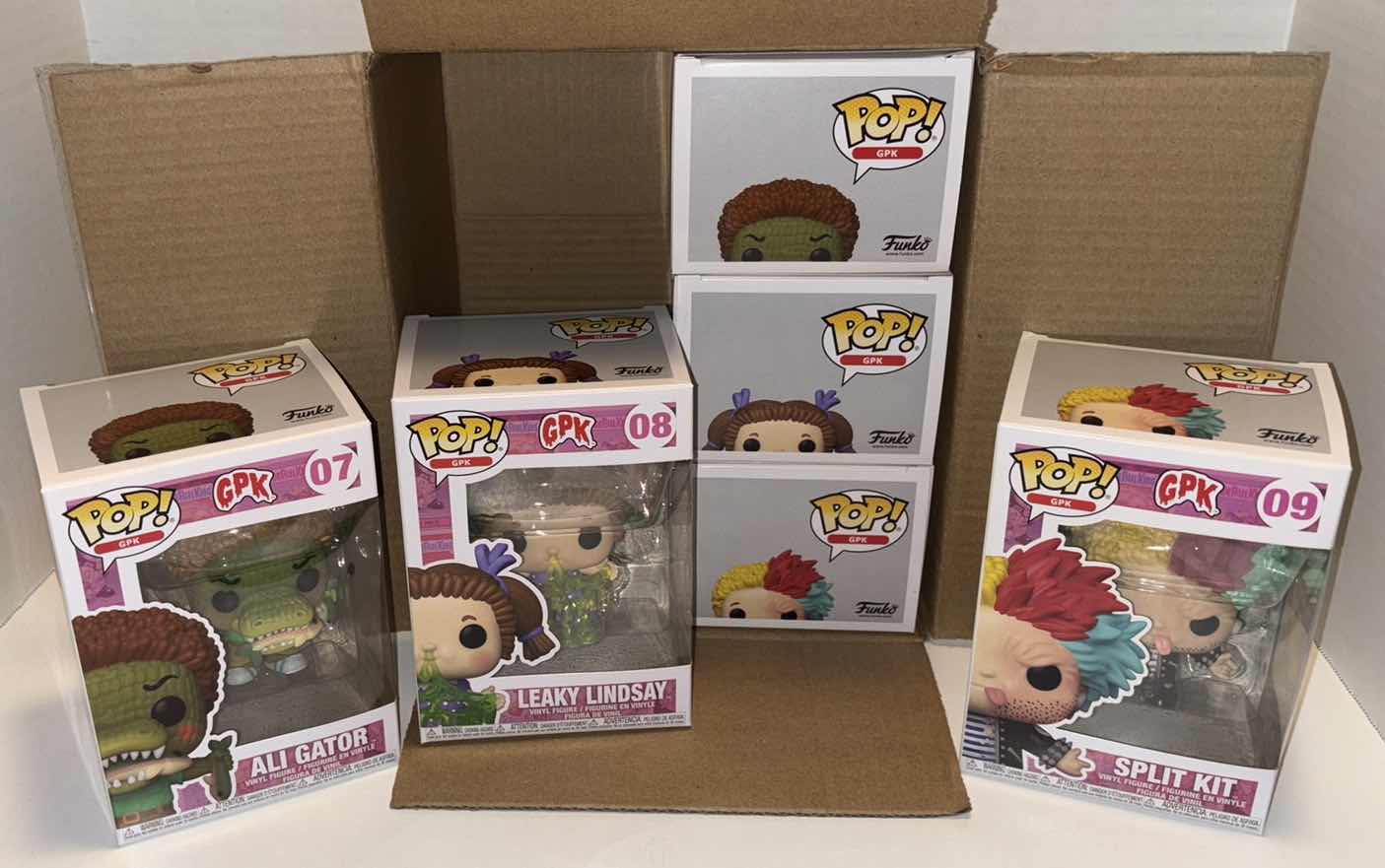 Photo 1 of NEW FUNKO POP! GARBAGE PAIL KIDS VINYL FIGURE MICED 6-PACK, #07 ALI GATOR (2), #08 LEAKY LINDSAY (2) & #09 SPLIT KIT (2)