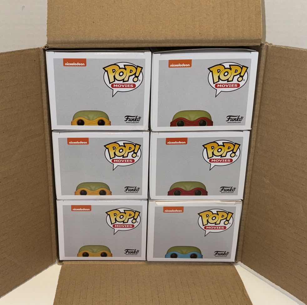 Photo 1 of NEW FUNKO POP! MOVIES TMNT BUNDLE VINYL FIGURE MIXED 6-PACK, #1134 LEONARDO (1), #1135 RAPHAEL (2) & #1136 MICHELANGELO(3)