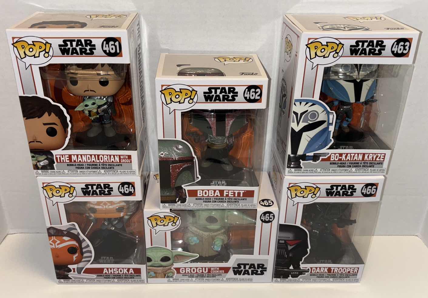 Photo 1 of NEW FUNKO POP! STAR WARS SET OF BOBBLE-HEAD VINYL FIGURE 6-PACK #’s 461, 462, 463, 464, 465, & 466