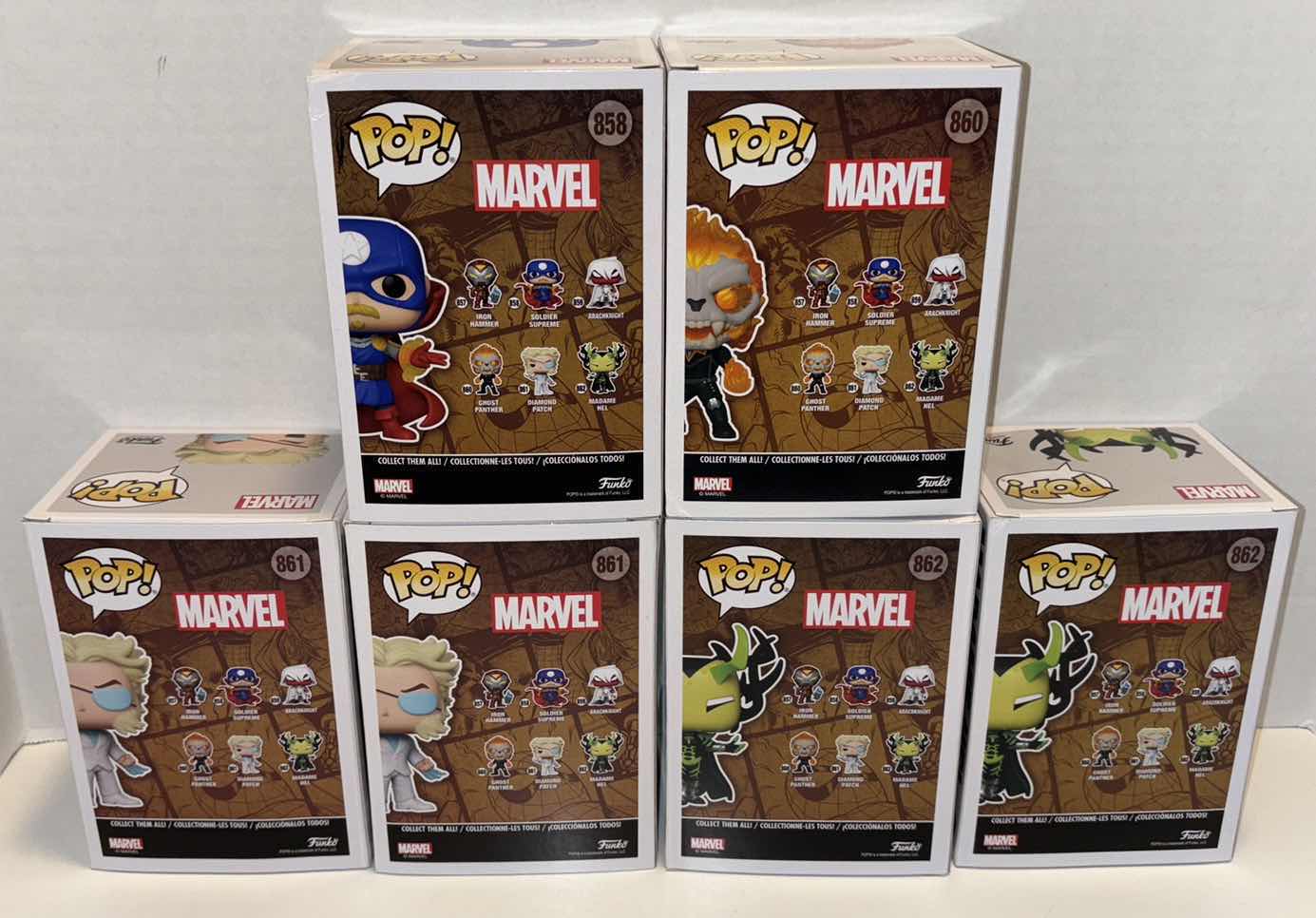 Photo 1 of NEW FUNKO POP! MARVEL INFINITY WARPS BOBBLE-HEAD VINYL FIGURE 6-PACK #’s 858 (1), 860 (1), 861 (2), 862 (2)