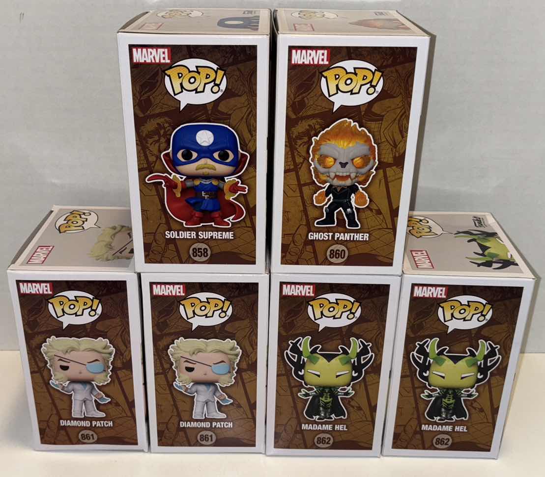 Photo 1 of NEW FUNKO POP! MARVEL INFINITY WARPS BOBBLE-HEAD VINYL FIGURE 6-PACK #’s 858 (1), 860 (1), 861 (2), 862 (2)