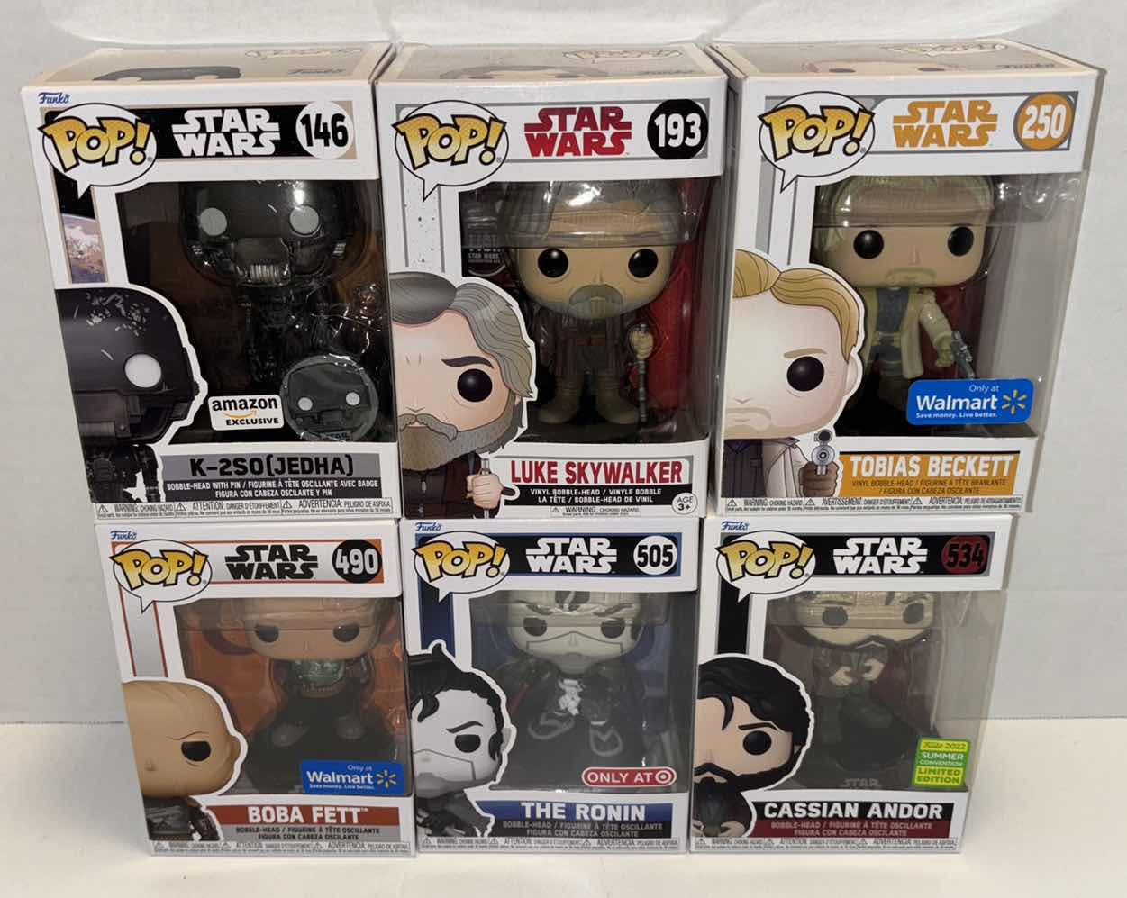 Photo 1 of NEW FUNKO POP! STAR WARS SET OF BOBBLE-HEAD VINYL FIGURE MIXED 6-PACK #’s 146, 193, 250, 490, 505, 534