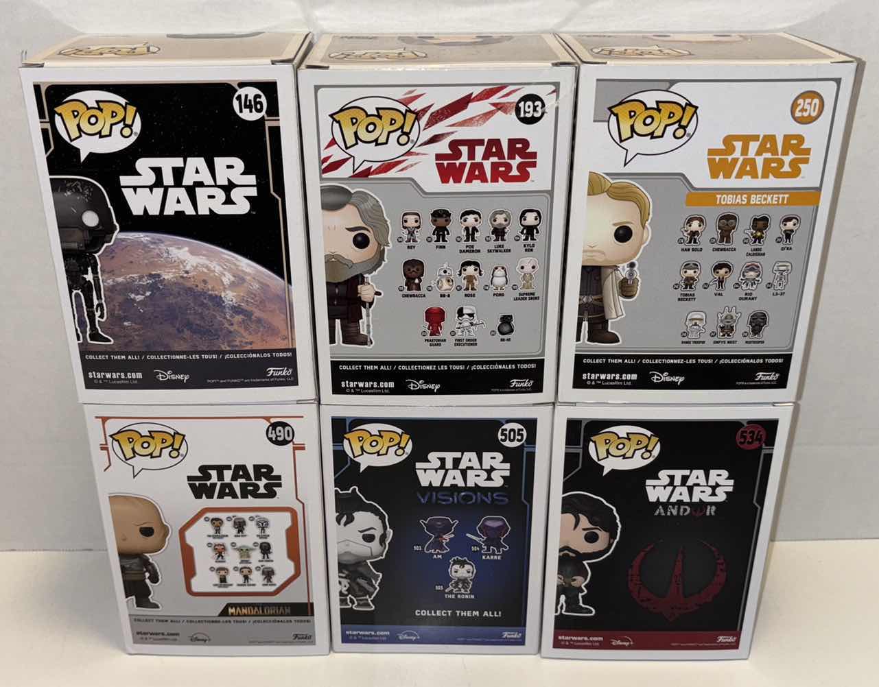 Photo 1 of NEW FUNKO POP! STAR WARS SET OF BOBBLE-HEAD VINYL FIGURE MIXED 6-PACK #’s 146, 193, 250, 490, 505, 534