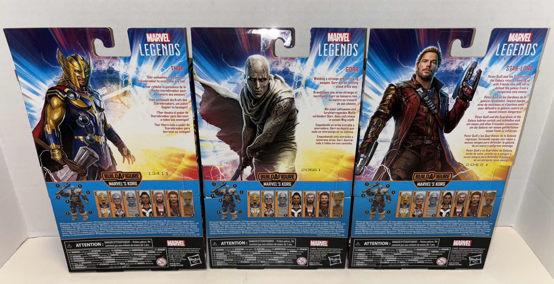 Photo 1 of NEW HASBRO MARVEL STUDIOS THOR LOVE & THUNDER 3-PACK ACTION FIGURE & ACCESSORIES, “THOR”, “GORR” & “STAR-LORD”